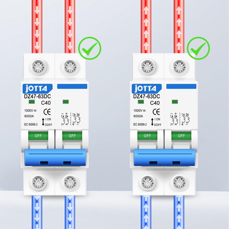 JOTTA DC Miniature Circuit Breaker,2 Poles 1000V for Solar PV System,Din Rail Installation (2 PCS 40A) - Image 5